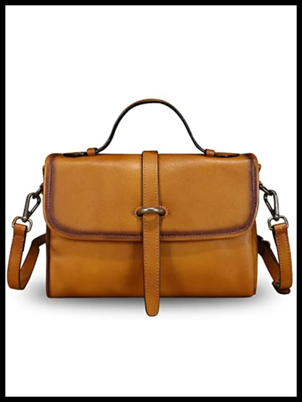 Genuine Leather Handmade Vintage Satchel Purse Crossbody Shoulder Bag with Strap